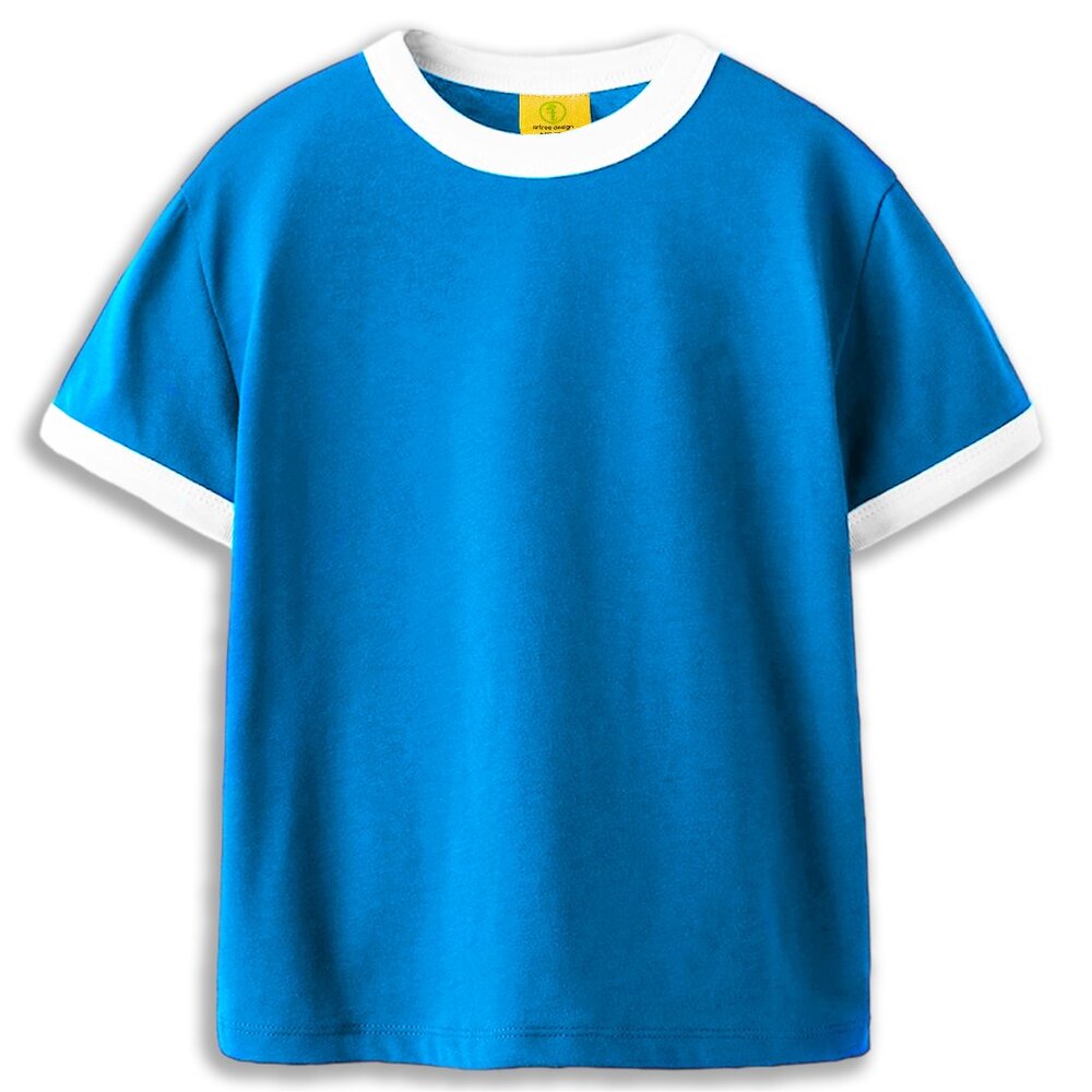 Ringer T Shirt Unisex Ringer Vintage Tshirt for Men and Women Retro Blue-White